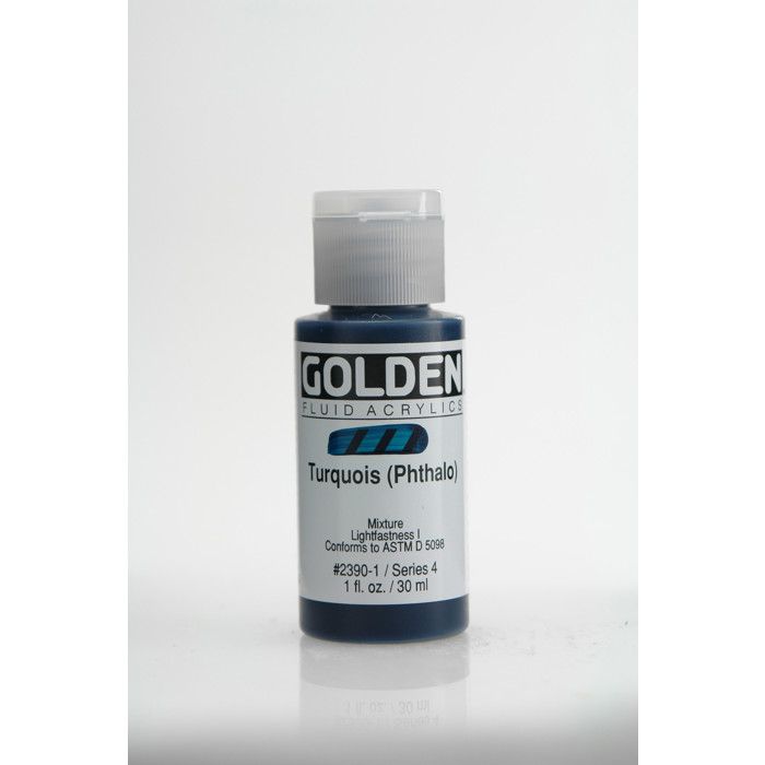 Peinture Acrylique Liquide - GOLDEN - Turquoise (Phthalo) - 30ml - Haute résistance - Flexibilité