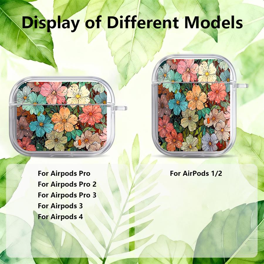 Clear Earphone Cases Cover Case For Airpods Pro3 2 1 Pro2 3 Pro 4 Beautiful Flower Pattern