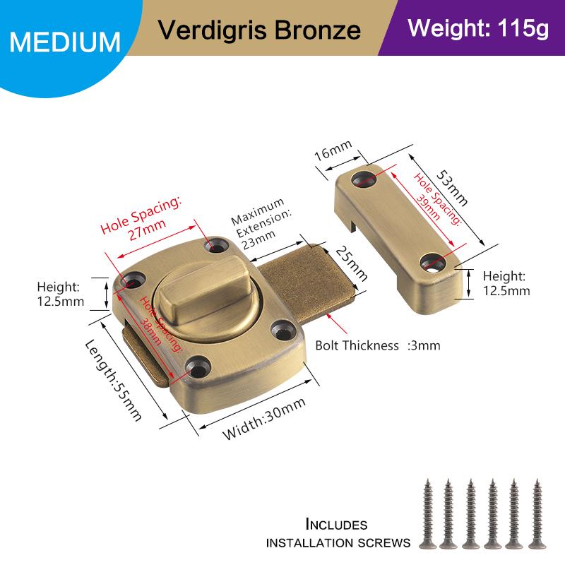 Metal Swivel Bolt Latches With Rotate Latch Bolt, Sliding Door Security Latch Features Left And Right Knob For Patio Barn And Sc
