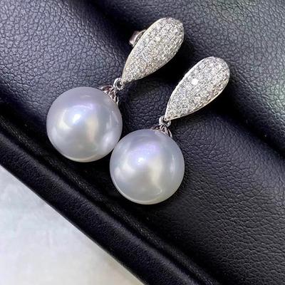 Sterling  Pearl Drop Earrings New Fashion Cubic Zirconia Hanging Earrings for Women Temperament Princess Jewelry