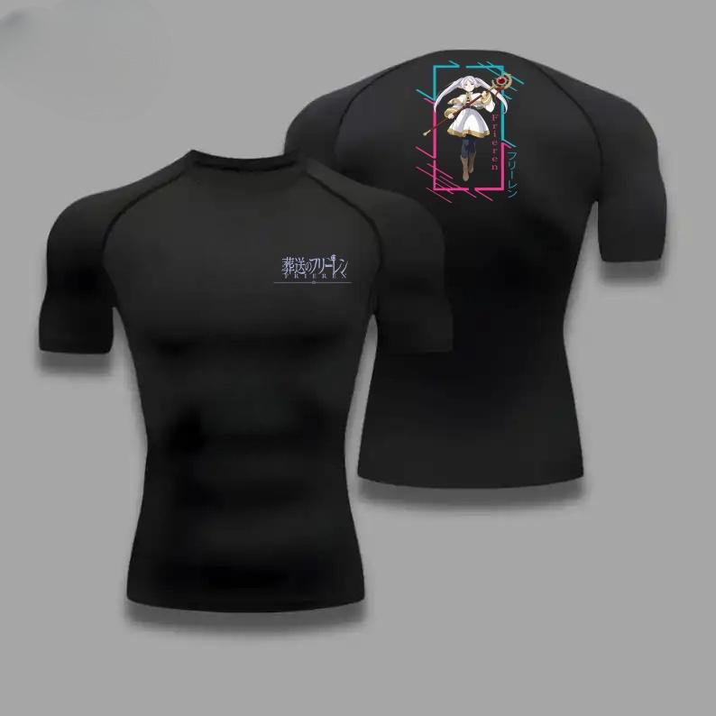 Men Compression T-Shirt Fitness Running Sports Quick-Dry Frieren Breathable Short Sleeves Stretchy Fabric for Summer Workouts