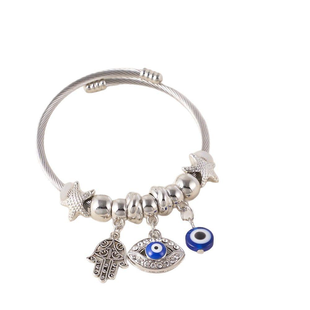 Temu Tree of Life Pendant with Stainless Steel Pandora-Style Bangle, Fashionable Beaded DIY Bracelet.