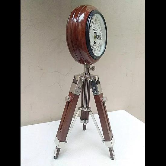 Nautische Holz Dreibein Stand Uhr Holz Antik Look Uhr Home Office Dekor(20 Zoll) (Braun)