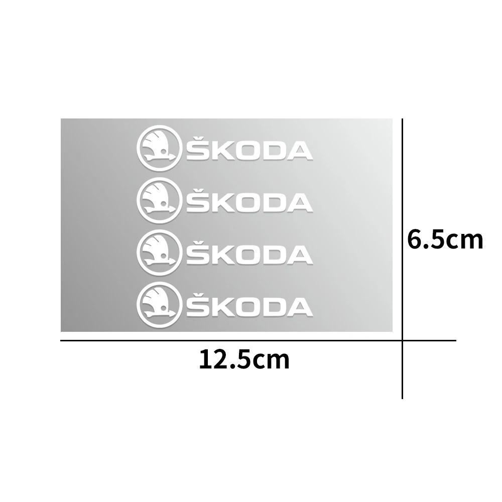 WVCL8 4Pcs SKODA Car Logo Stickers Waterproof PVC Decal For Octavia 3 Fabia Kodiaq Kamiq RS Wheel Hub Body Door Auto Decor Accessory