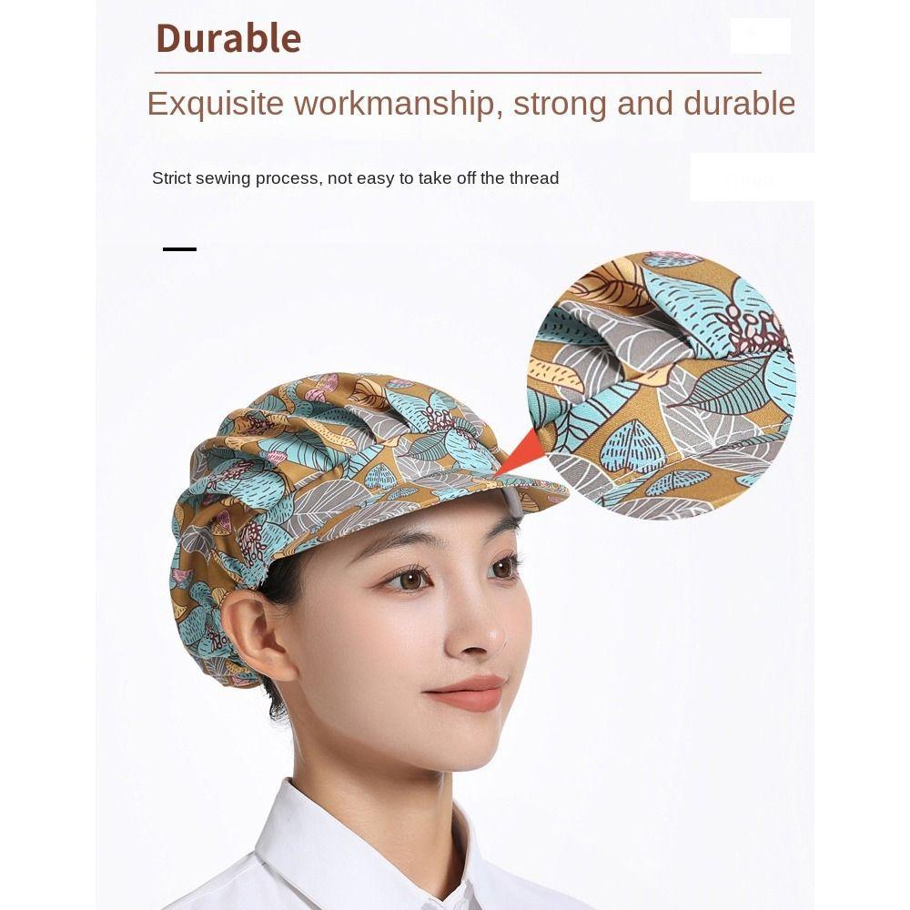 Printing Fabric Chef Cap Food Service Cook Hat Women Work Headband Canteen Catering
