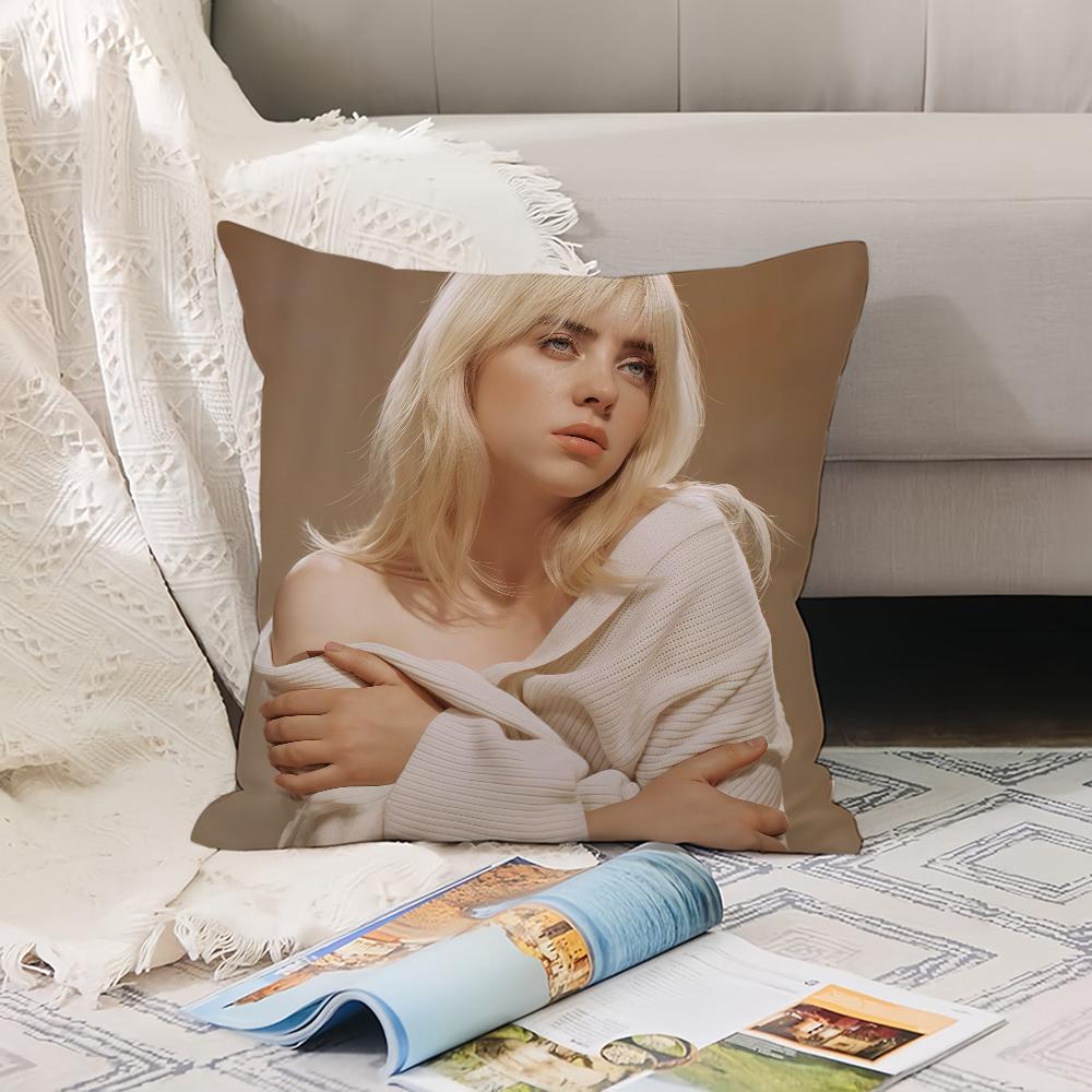 American Singer B-Billie E-Eilish Pillow Case Office Cushions Suitable For Sofa Car Bedroom Decorative Cushion Cover