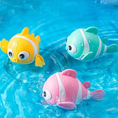 Bath Toys Cute Swimming Clown Fish Bath Toy For Toddlers Floating Wind Up Toys For Boy Girl Newborn Baby Bathtub Toys