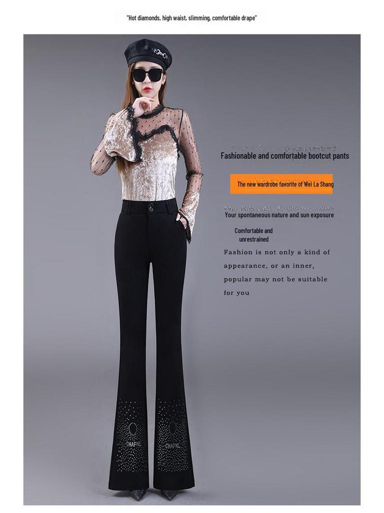 Women's High Waist Slim Fit Black Flared Pants - Spring/Summer 2023 Collection