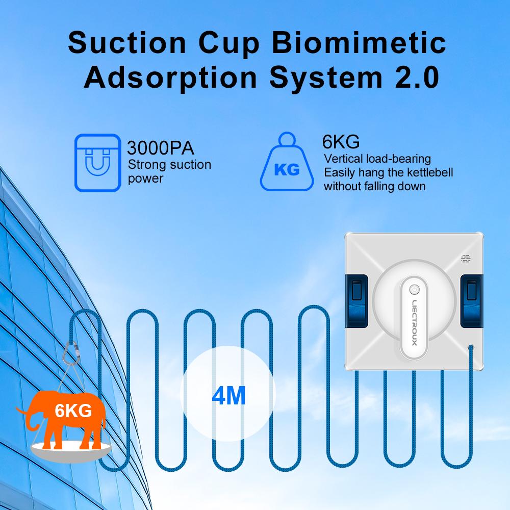 LIECTROUX YW509 Robot Window Vacuum Cleaner, Double Water Spray,Laser Sensor,Auto Glass Wet Mop,Home Floor Window Cleaning Robot