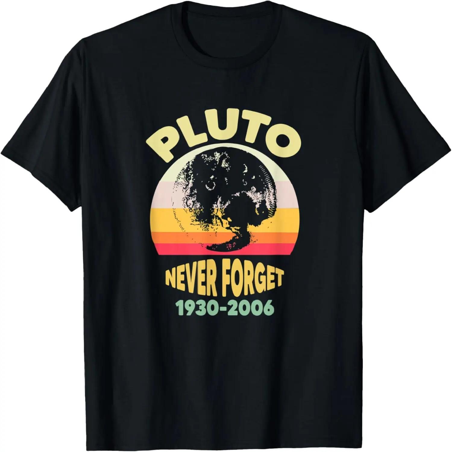 Never Forget Pluto Space Science Retro Vintage Style T-Shirt S чёрный