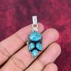 Blue Copper Turquoise Handmade Gemstone Pendant, 925 Solid Sterling Silver Pendant Antique Jewelry, For Engagement Gift