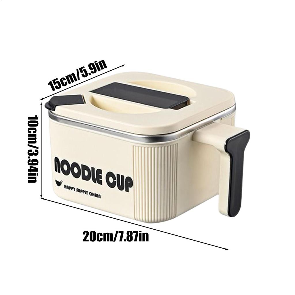 Instant Noodle Bowl Stainless Steel Pot with Spoon Handle Large Noodle Bowl Microwave Pasta Cooker for Cooking Soup Adults Teens