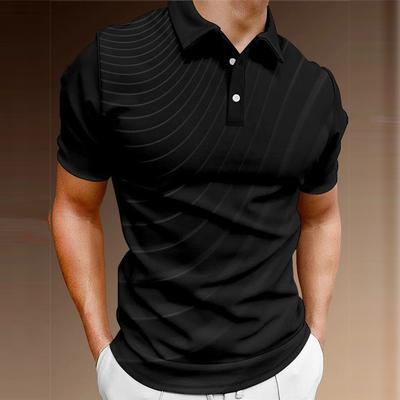 Polohemd 3D Digitaldruck Dunkel gestreift Herren Freizeit Kurzarm Polohemd T-Shirt