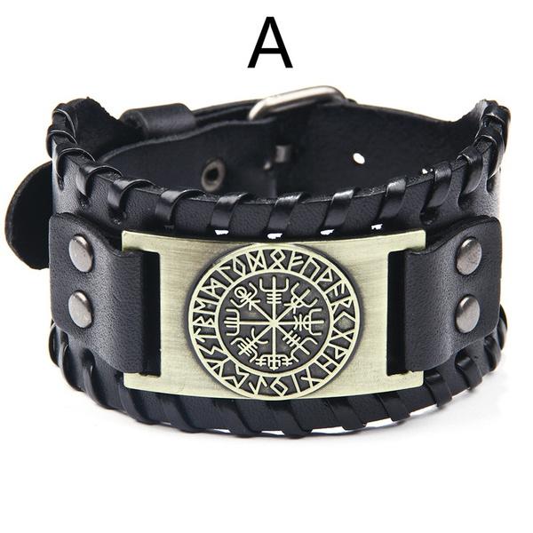 Viking Genuine Leather Bracelet Punk Leather Bracelet Nordic Leather Wristband