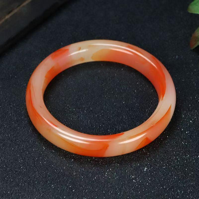 Red Floating Flower Glass Bangle for Women - Elegant Valentine's Day Accessory