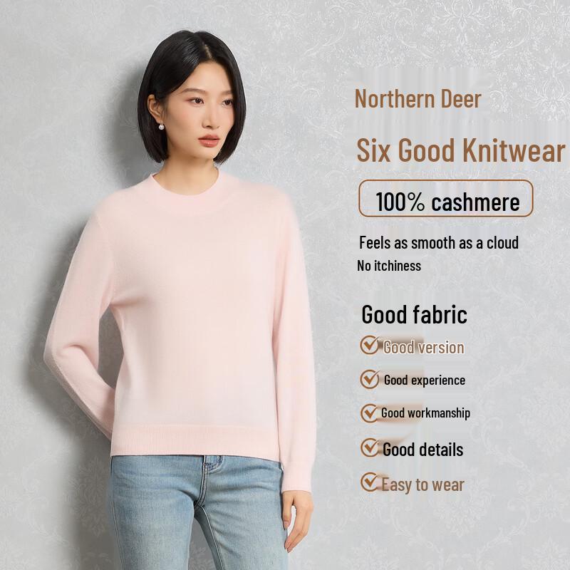 Northern Deer 100% Cashmere Round Neck Pullover Sweater SL17