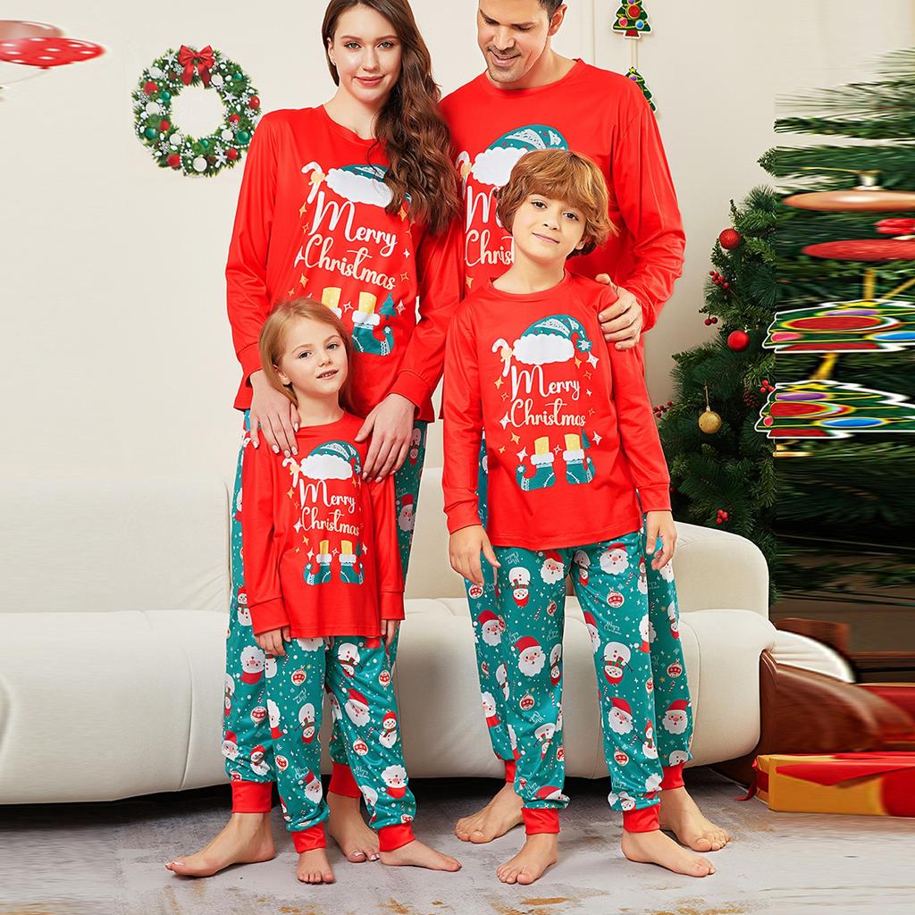 Christmas Parent Child Family Set Home Furnishings Christmas Pajamas Two Piece Set