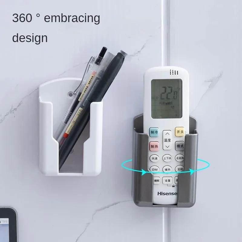 Portable TV Phone Remote Control Storage Box No Punching Wall Type Air Conditioning Remote Control Phone Charger Storage Rack
