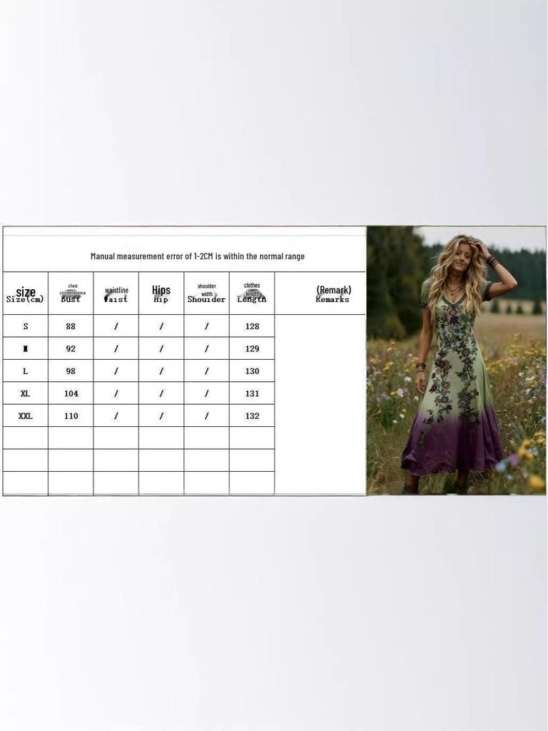 Bohemian V-Neck Floral Gradient Long Dress for Women - 2026 Edition