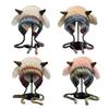 Knitted Hat Lamb Ears Design Universal Fit Soft Plush Windproof Hat Family Photo Christmas Hat 2 In 1 Convertible Santa Hat Tote