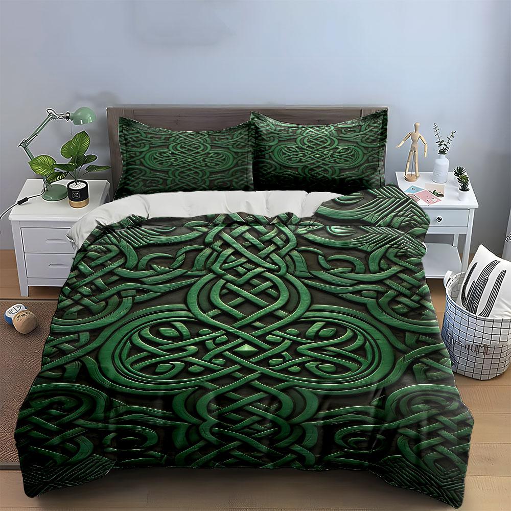 Intricate green Celtic knots. Bedding sets Duvet cover sets Duvet covers Pillowcases(1 * Duvet Cover 2 * Pillowcases without duvet insert)