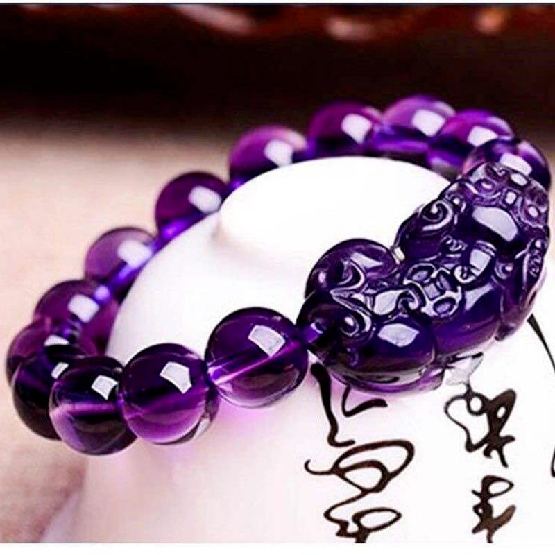 Feng Shui Wealth Bracelet Amethyst PIXIU Bracelet Men's and Women's Crystal Beads Bracelet Attract Lucky Gift Couple Friend