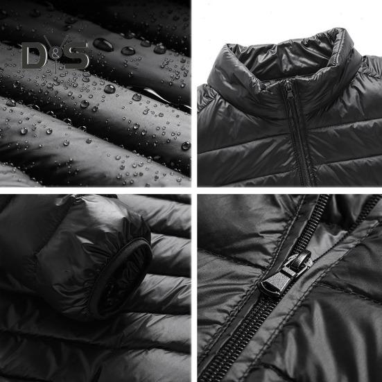 Herren Baumwolljacke Stehkragen Langarm Reißverschluss Knopfleiste Jacke Mantel mit Taschen Einfarbig Gesteppt Lässige Daunenjacke