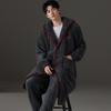 Nightgown Men's Autumn and Winter Coral Fleece Suit Pajamas Winter Hooded Thickened Fleece Flannel Loungewear Warm
