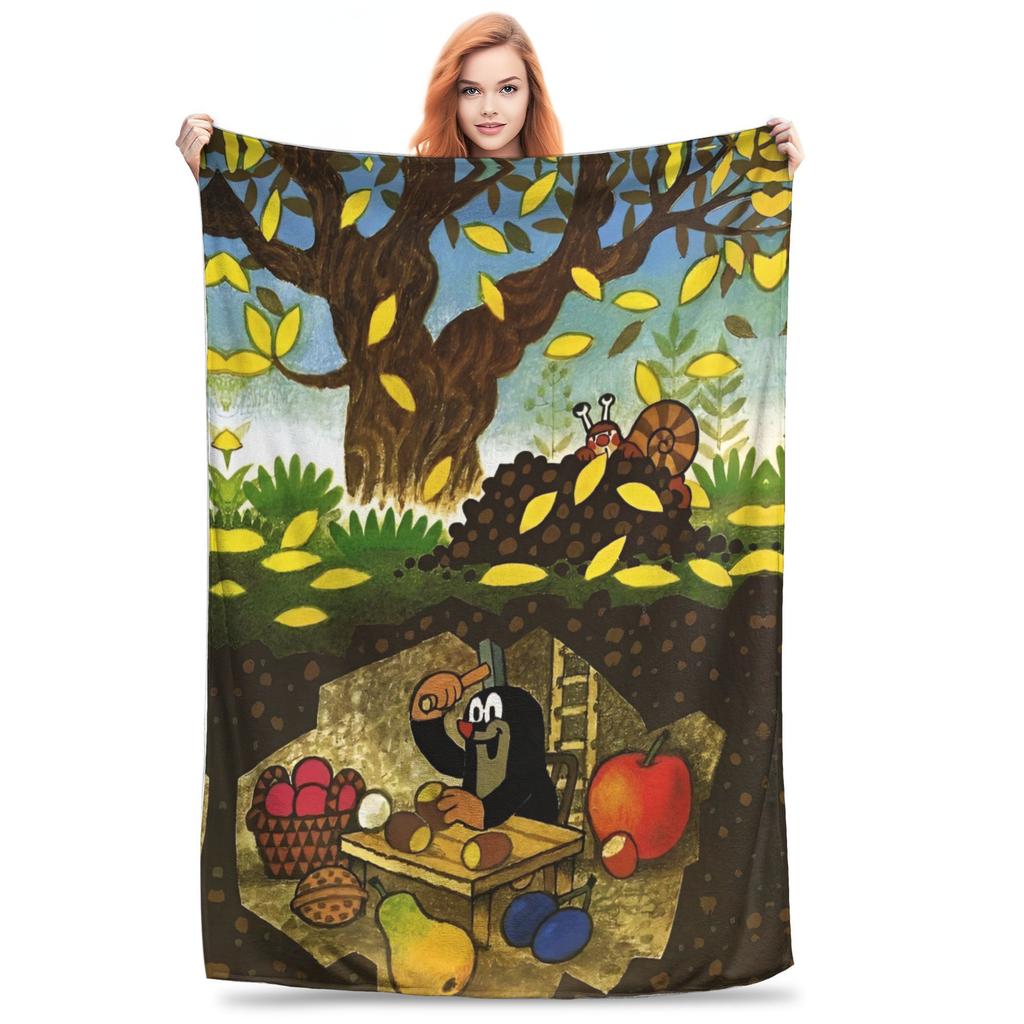 Die kleine Maulwurf Decke Super Weiche Grafische Plüschdecke für Mädchen Jungen Wohnkultur Flanell Tagesdecke Bettbezug