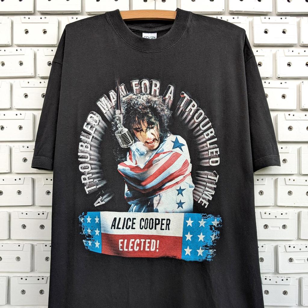 Vintage 2001 Alice Cooper Elected T-Shirt Hard Shock Glam Rock Heavy Metal Merch Tee Größe XL