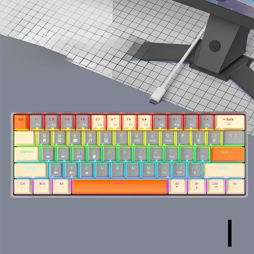 Mini Wired Gaming Mechanical Keyboard Phantom RGB, 61 Keys, Red/Blue/Yellow Switch, Ergonomic Keyboard , Portable for PC/Laptop