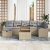 Ensemble de Canapés de Jardin 8 Pièces avec Coussins Beige Poly Rattan, Canapé de Jardin 2 Places avec Coussins Beige Poly 3359727