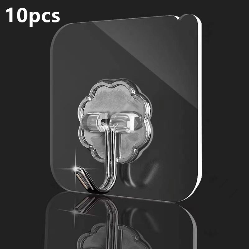 5/10 STK Transparente Edelstahl Starke Selbstklebende Haken Schlüsselaufbewahrung Kleiderbügel für Küche Badezimmer Tür Wand Multifunktion