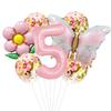 7Pcs Pink Butterfly 40inch Number Helium Balloon Set Gradient Happy Birthday Baby Shower Decor Birthday Party Wedding Balloon