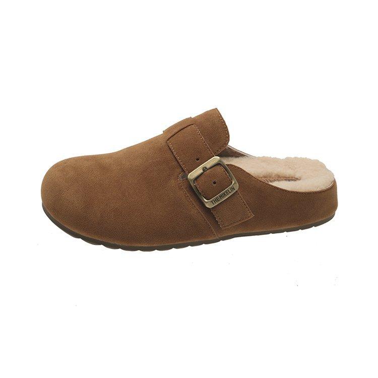 

Однопедальные ретро уродливые милые плюшевые туфли на мягкой подошве для улицы женские осенне-зимние новые плюшевые теплые с закрытым носком шлепанцы 40