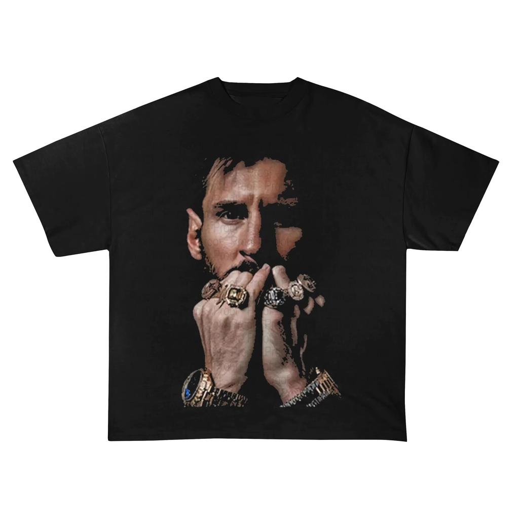 Unisex Loose Hip Hop Streetwear Casual Short Sleeve T-Shirt, 2026 Lionel Messi Portrait Graphic T-Shirt