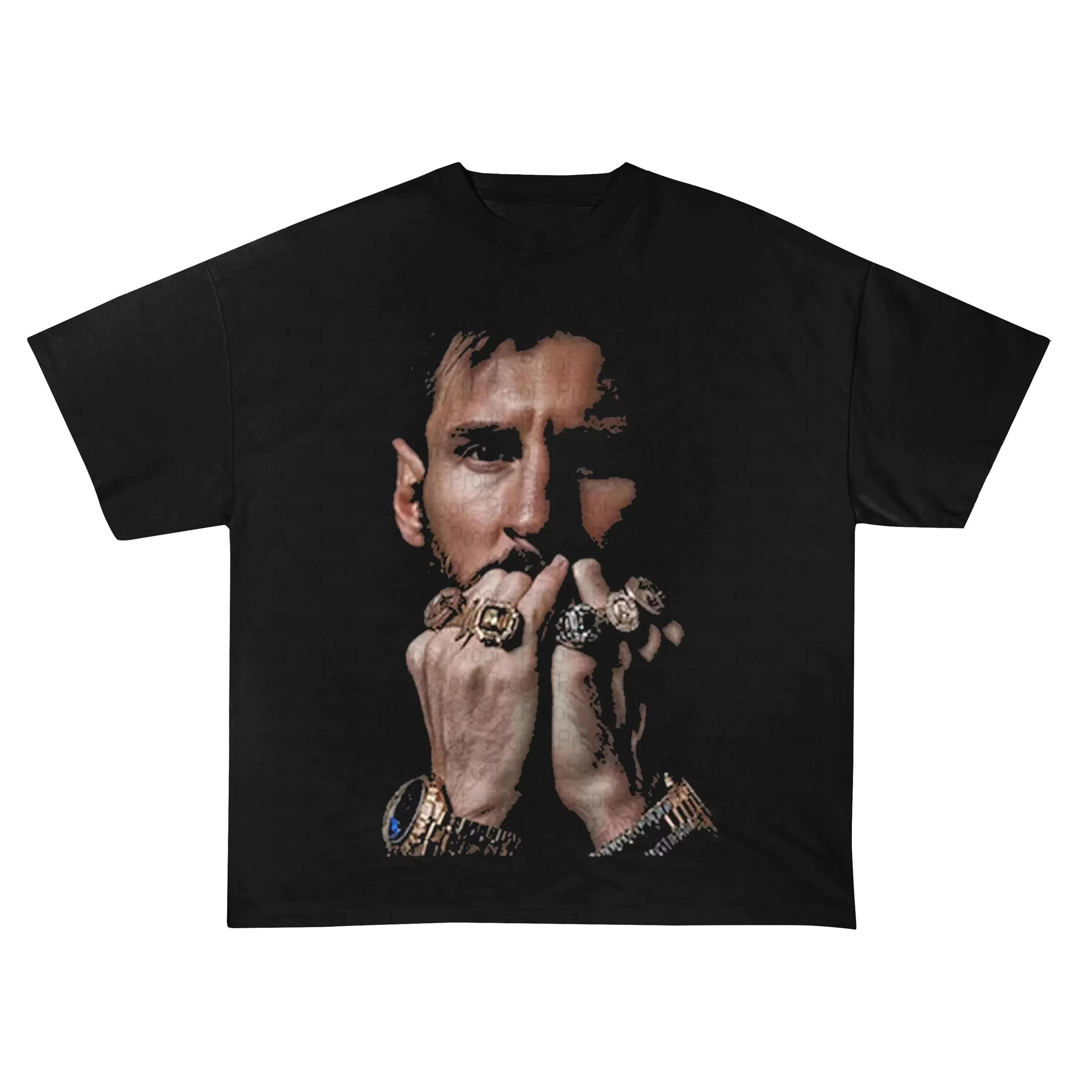 Unisex Locker Hip Hop Streetwear Lässiges Kurzarm-T-Shirt, 2026 Lionel Messi Porträt Grafik-T-Shirt XXL gray