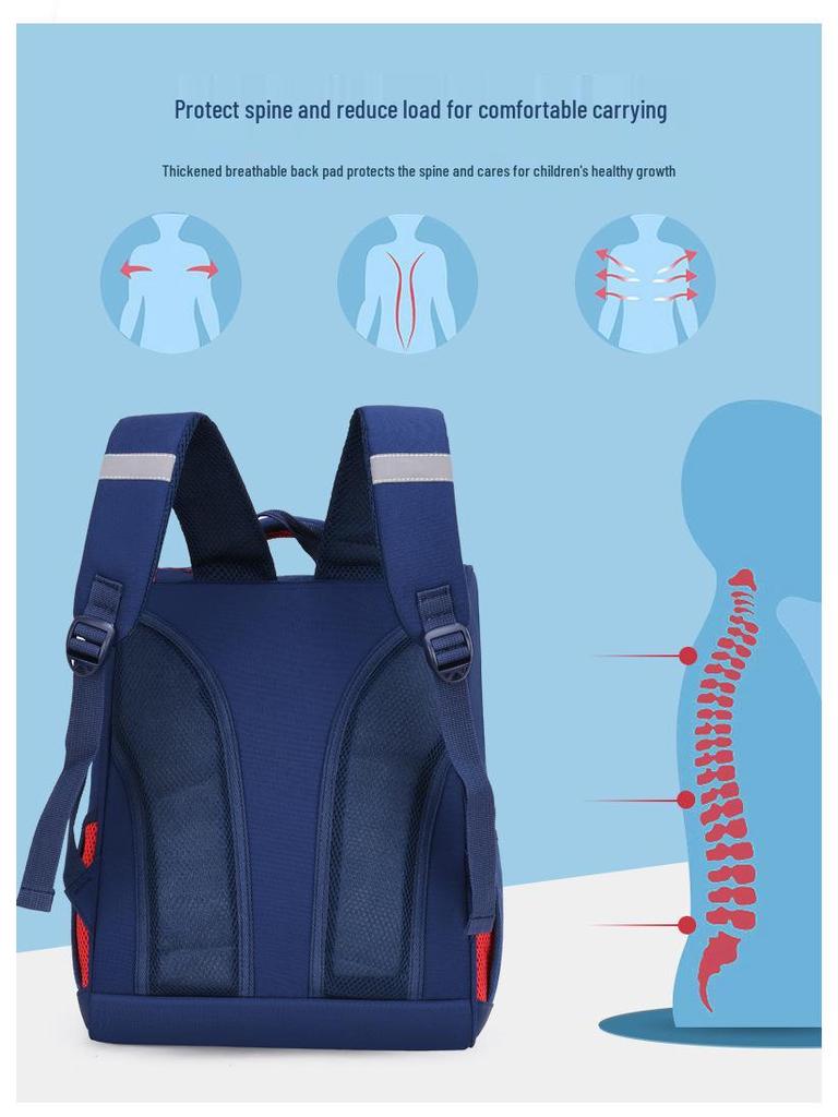 Children's Space-Themed School Backpack, Grades 1-6, Ages 6-12, Spine Support for Boys and Girls