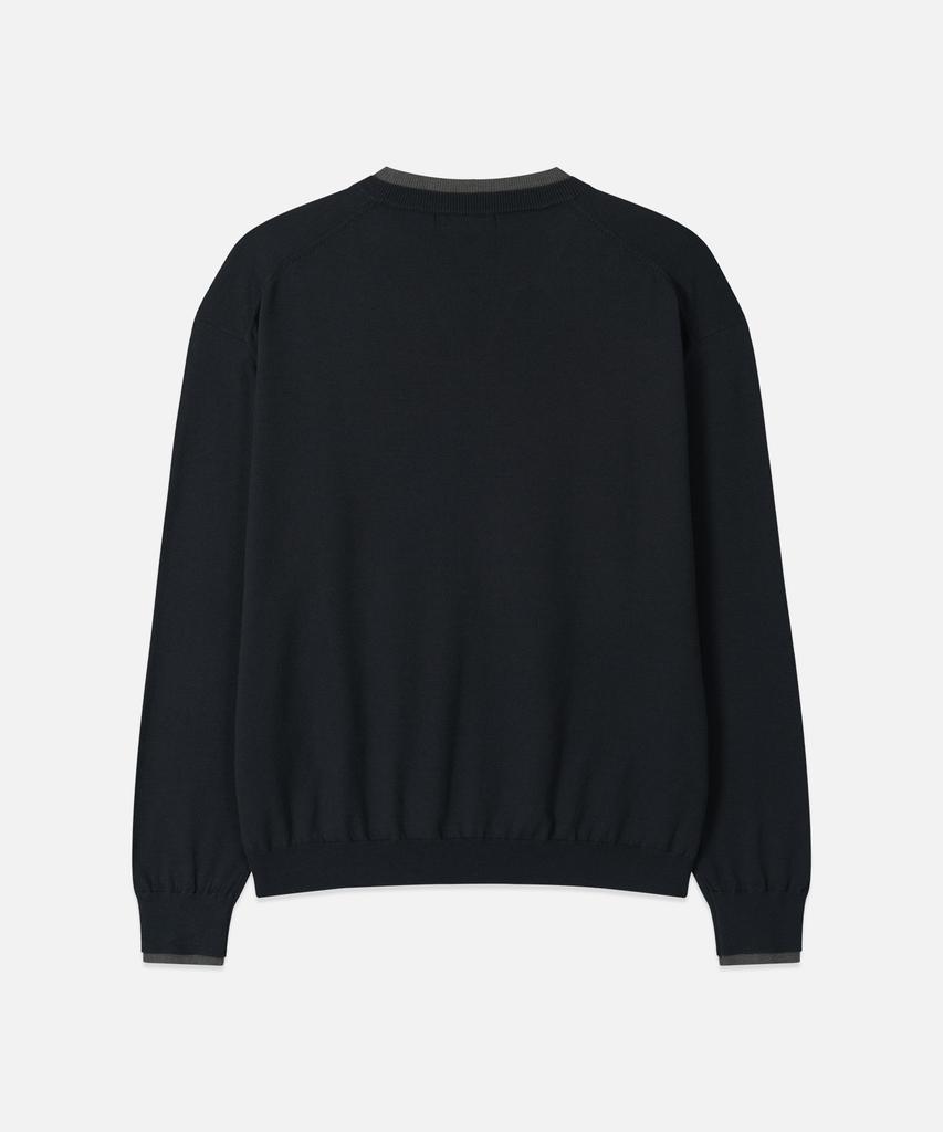 DRAW FIT Double Layered Soft Henley Neck Knit [Navy]