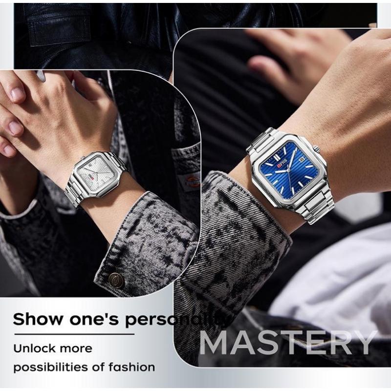 Luxury Square Male Watch Waterproof Luminous Date Quartz Watches For Men Stainless Steel Fashion Men's Clock