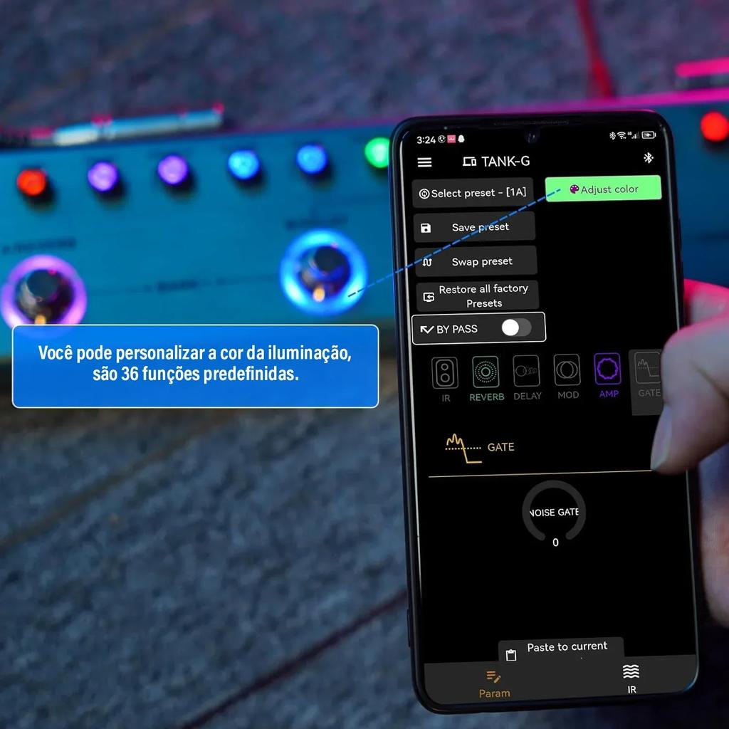 TANK-G Bezprzewodowy Hub Gitarowy | 9 Gniazd Preampu/8 IR + Bramka Szumów | Synchronizacja MIDI Bluetooth i 20h Akumulatorowy Rig Sceniczny