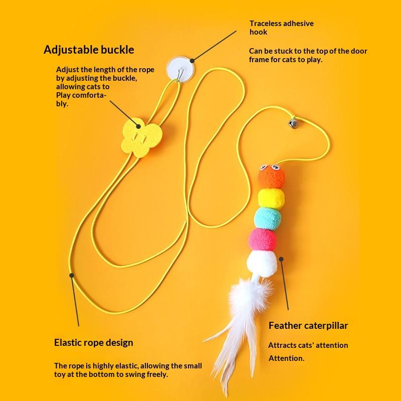 Interactive Hanging Simulation Cat Toy Teaser Wand Funny Self-Entertaining Kitten Play Tool Essential Cat Supplies