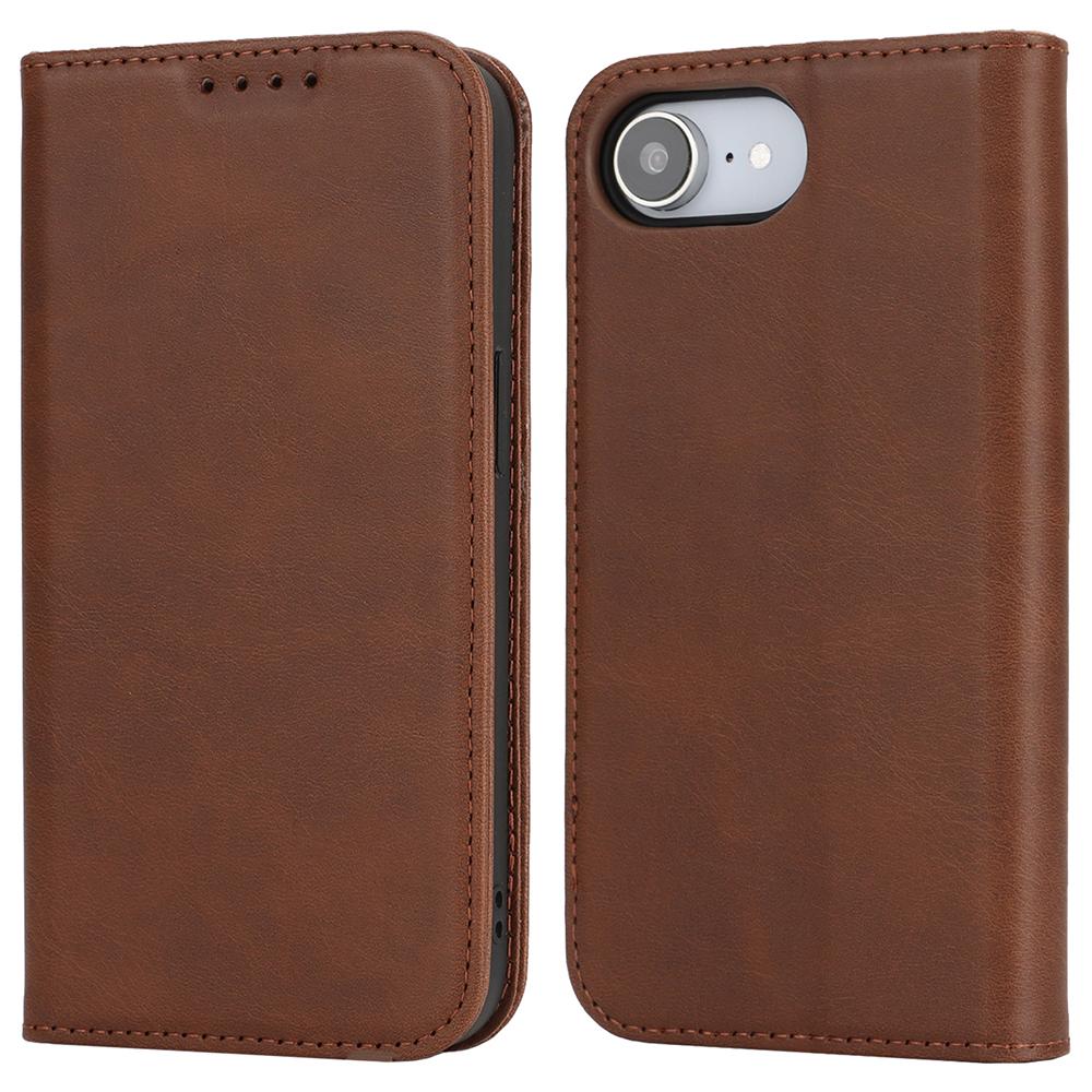 For iPhone 16e Case PU Leather Calf Textured Magnetic Closing Smart Phone Cover