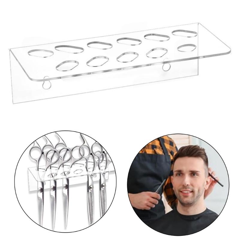Clear Acrylic Comb Organizers With 11 Slots Space Saving Wall Mounted Rack For Stylists Shears Scissors Storage