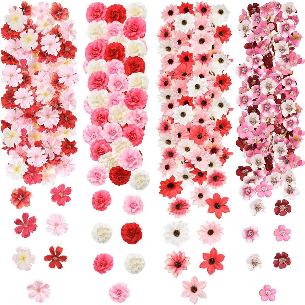 50Pcs Mix Artificial Flowers Silk Fake Flower for Home Decor Wedding Decoration DIY Party Supplies Wreath Craft Gift Accessories