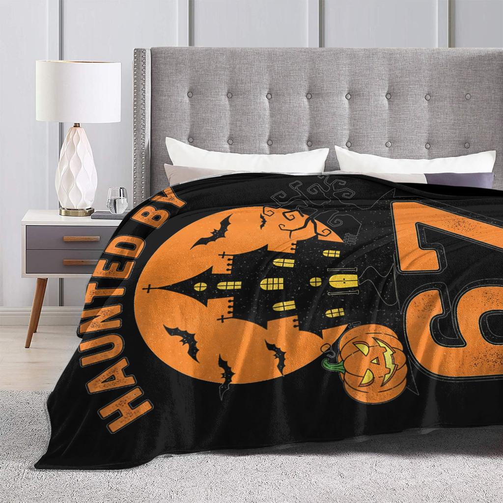Haunted by 67 Funny Halloween Flannel Blanket Warm Soft Throw Blanket for Couch Bed Decorative Print Bedspread Sofa Bed Cover