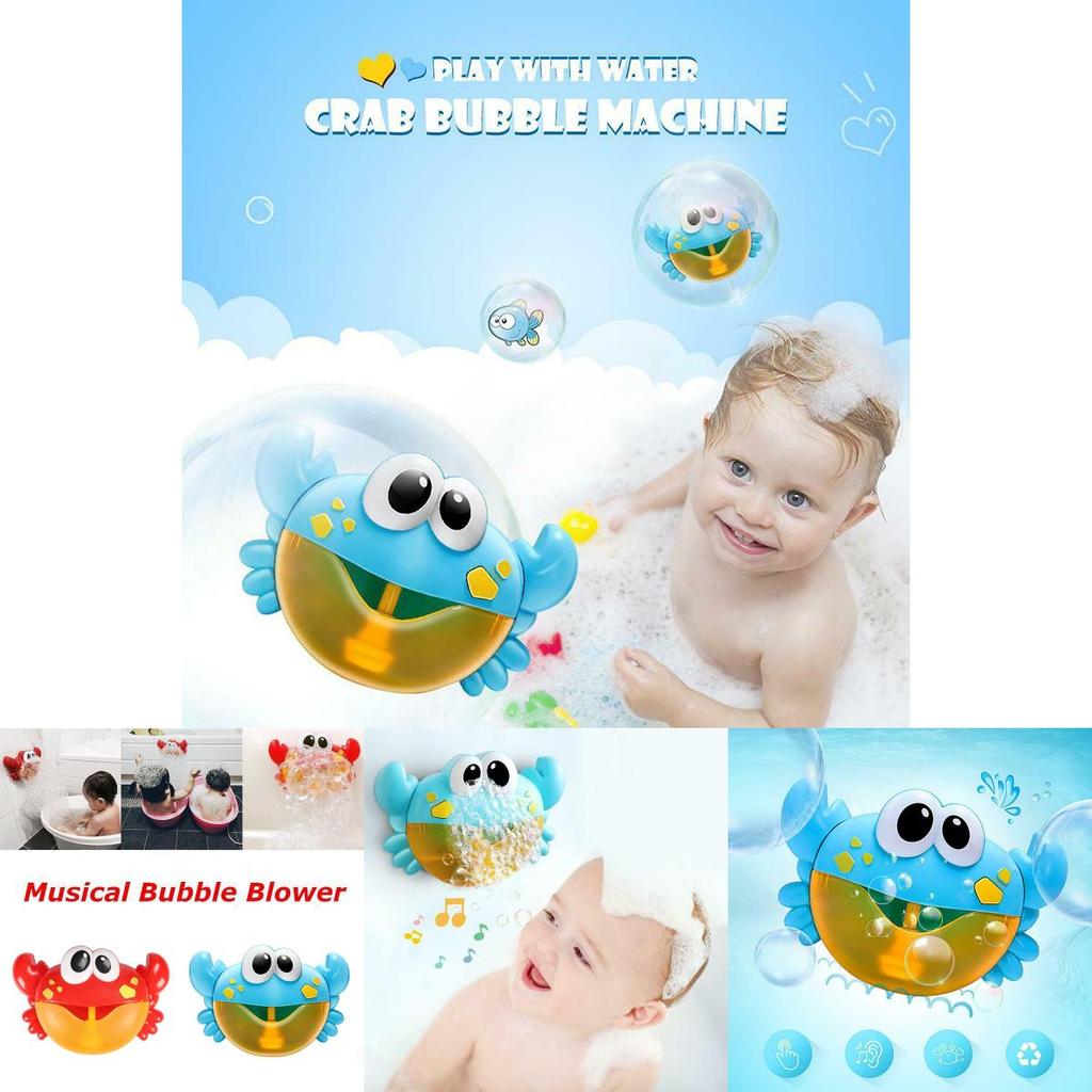 Adorable Red Plastic Cartoon Crab Baby Bath Toy With Music And Bubble Fun Machine