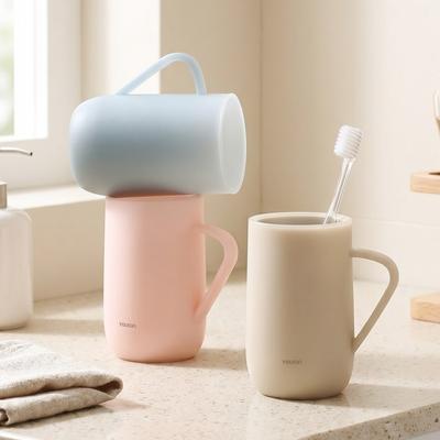 Thickened PP Toothbrush Cup Set Couples Anti-Mold Bathroom With Handle Modern Minimalist Design