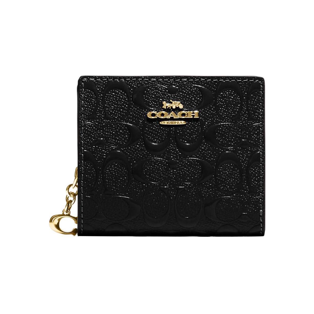 

New COACH Snap Wallet Leather Card Holder, Wallet Women s Black CH594-IMBLK 10.9*2.5*8.9CM