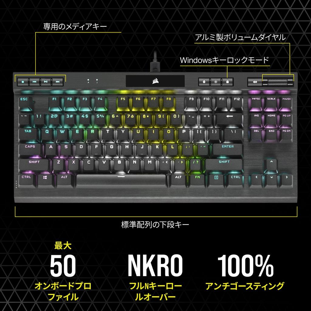 CORSAIR K70 RGB TKL CHAMPION OPX Gaming Keyboard with proprietary OPX Japanese Japanese Corsair's switches, layout, tenkeyless, layout, CH-911901A-JP